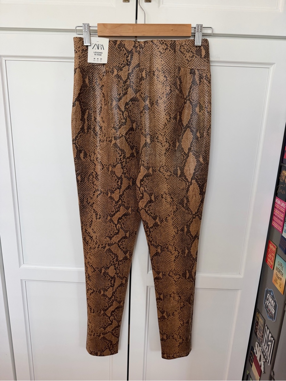 Zara Brown and Black Snake-Print Hi-Rise Leggings - Picture 2 of 4